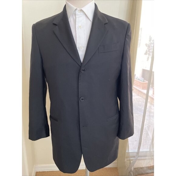 40R DONNA KARAN Signature 2-Piece Suit - Men 40 Black Made In Italy Wool 33x29